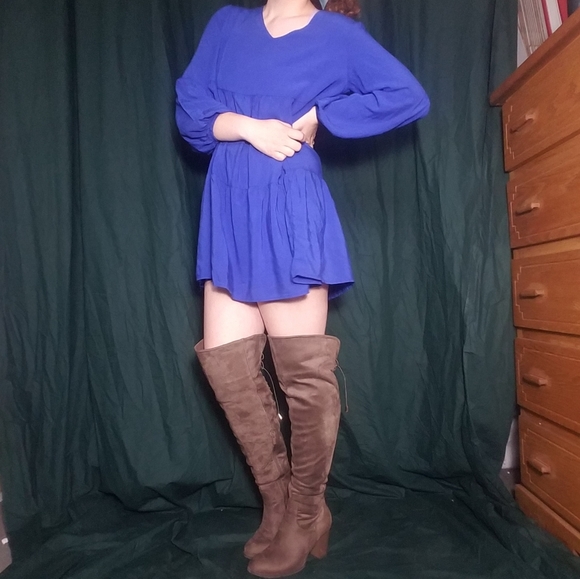 SOLD BOHO oversized blue/purple dress small - Picture 2 of 7